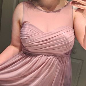 David's bridal quartz illusion neckline dress